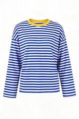 Womens Blue Striped Long Sleeve Top | CicyBell