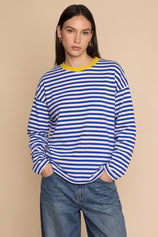 Womens Blue Striped Long Sleeve Top | CicyBell