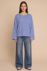 Womens Blue Striped Long Sleeve Top | CicyBell
