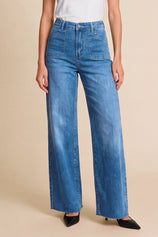 Womens Blue High Waisted Wide Leg Jeans | CicyBell