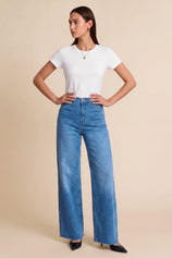 Womens Blue High Waisted Wide Leg Jeans | CicyBell