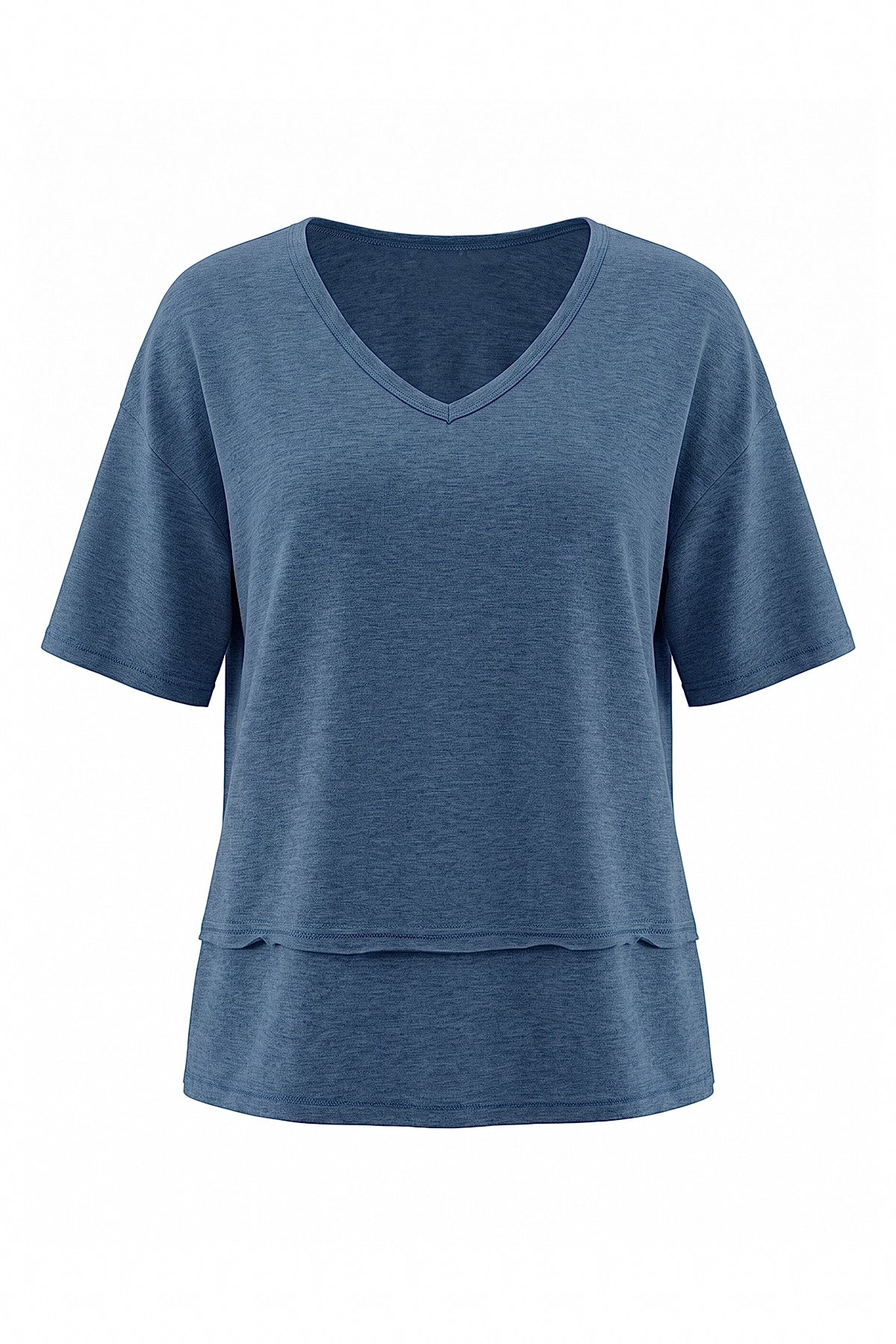 Womens Bluish Gray Summer V Neck T Shirts | CicyBell
