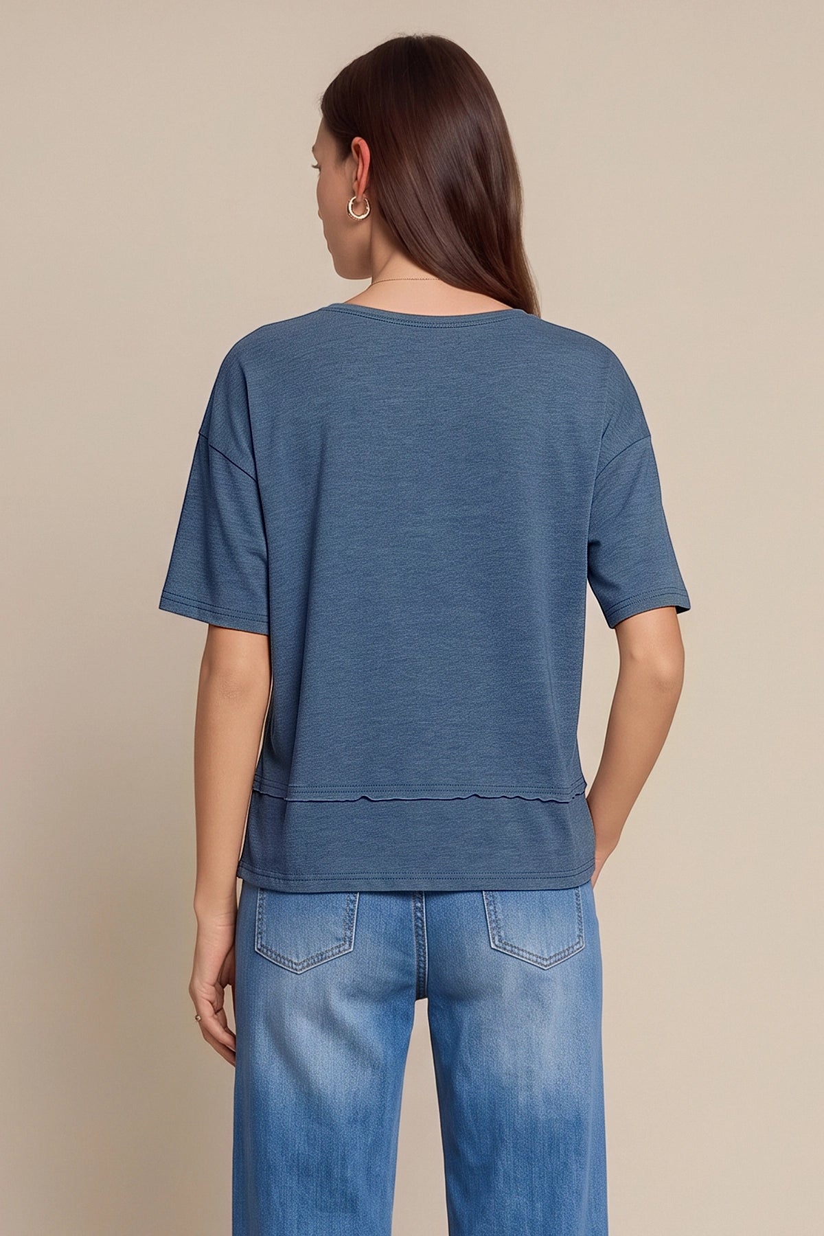 Womens Bluish Gray Summer V Neck T Shirts | CicyBell