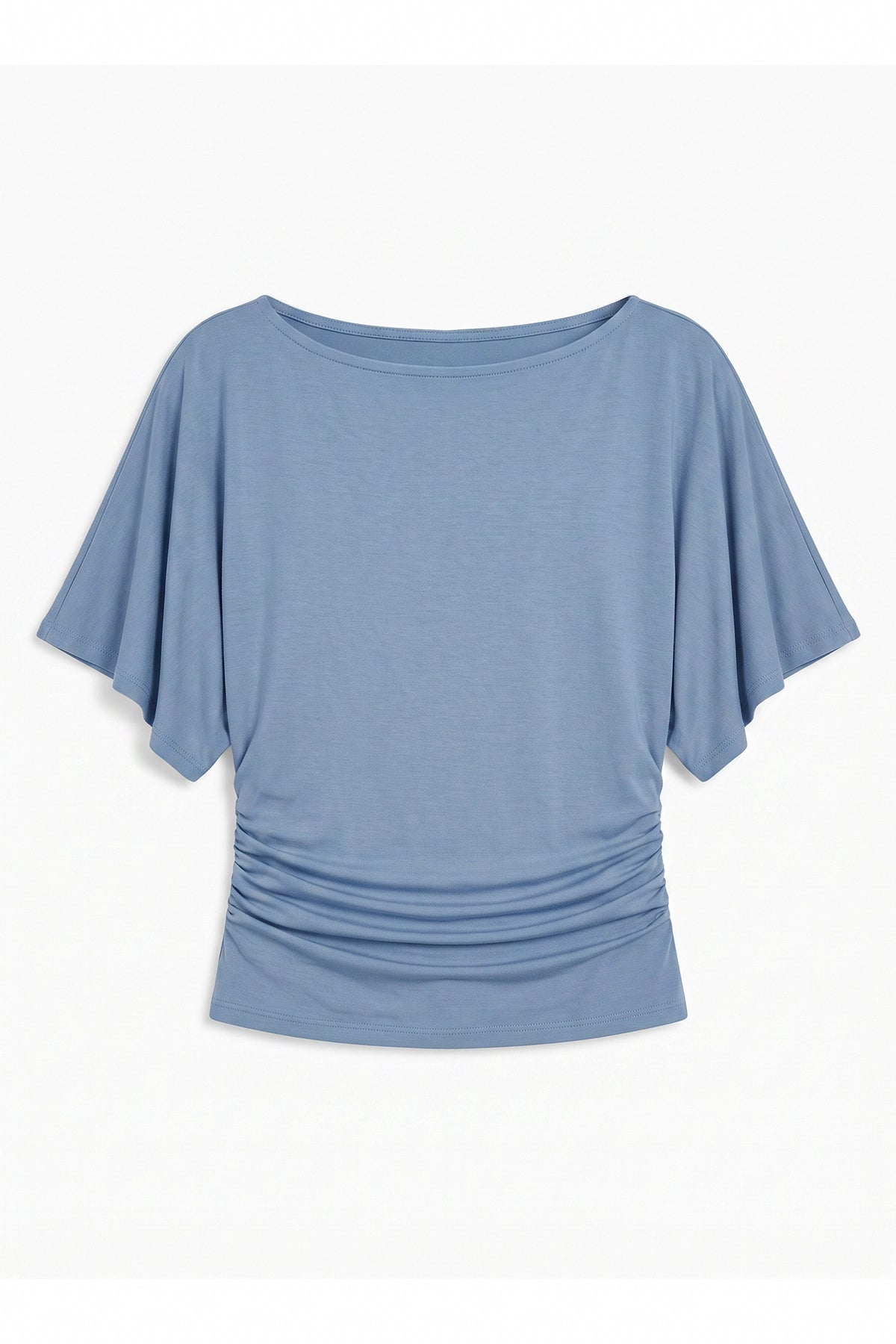 Womens Bluish Gray Tie Back Cinched Tops | CicyBell