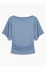 Womens Bluish Gray Tie Back Cinched Tops | CicyBell
