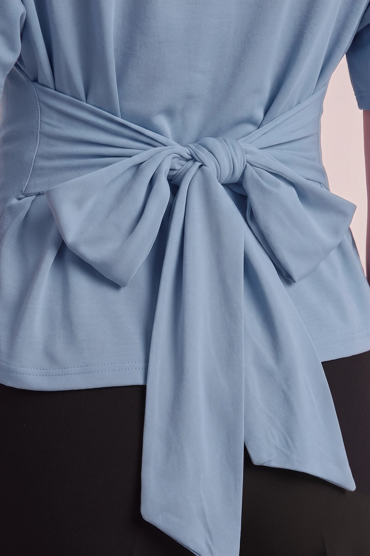 Womens Bluish Gray Tie Back Cinched Tops | CicyBell