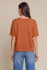 Womens Brick Red Summer V Neck T Shirts | CicyBell