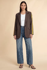 Womens Brown Color Block Blazer| CicyBell