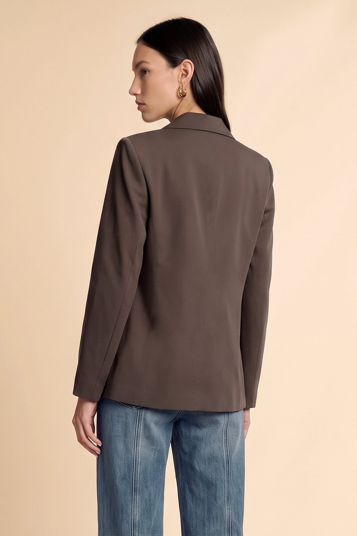 Womens Brown Color Block Blazer| CicyBell