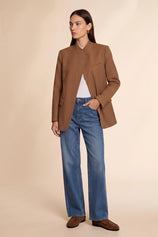 Womens Brown Professional Striped Blazer | CicyBell