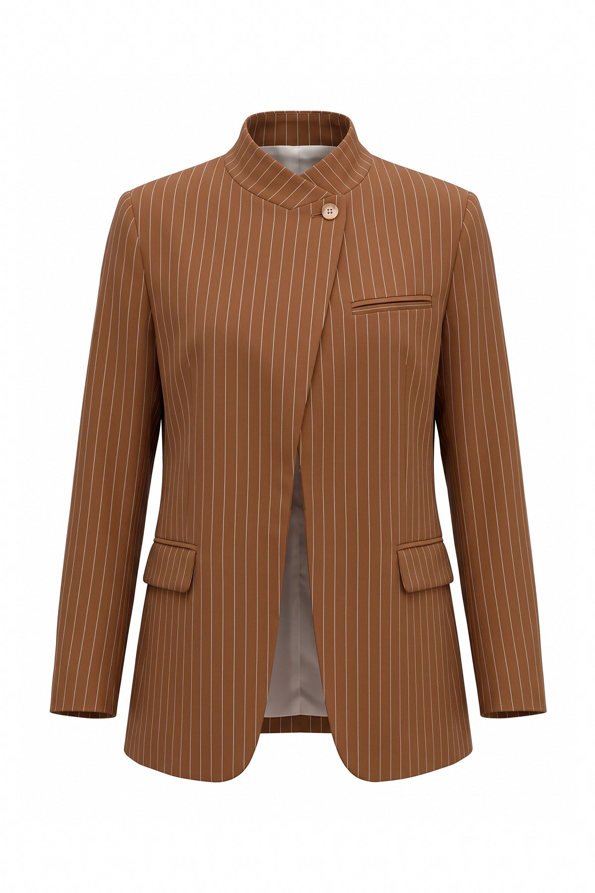 Womens Brown Professional Striped Blazer | CicyBell