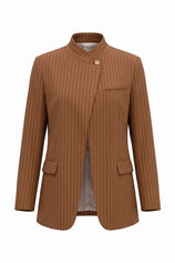 Womens Brown Professional Striped Blazer | CicyBell