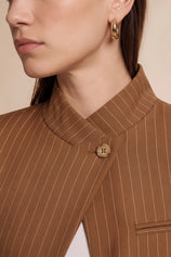 Womens Brown Professional Striped Blazer | CicyBell