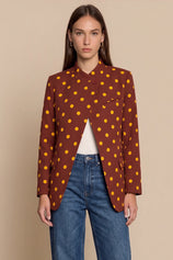 Womens Brown Professional Polka Dot Blazer | CicyBell