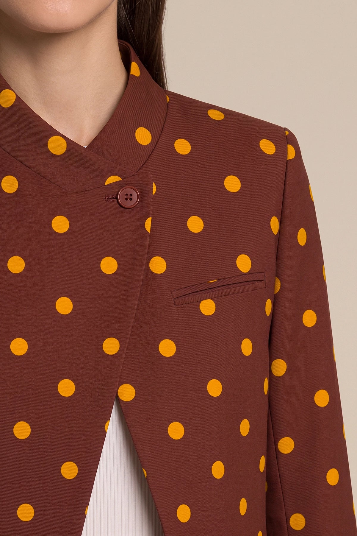 Womens Brown Professional Polka Dot Blazer | CicyBell