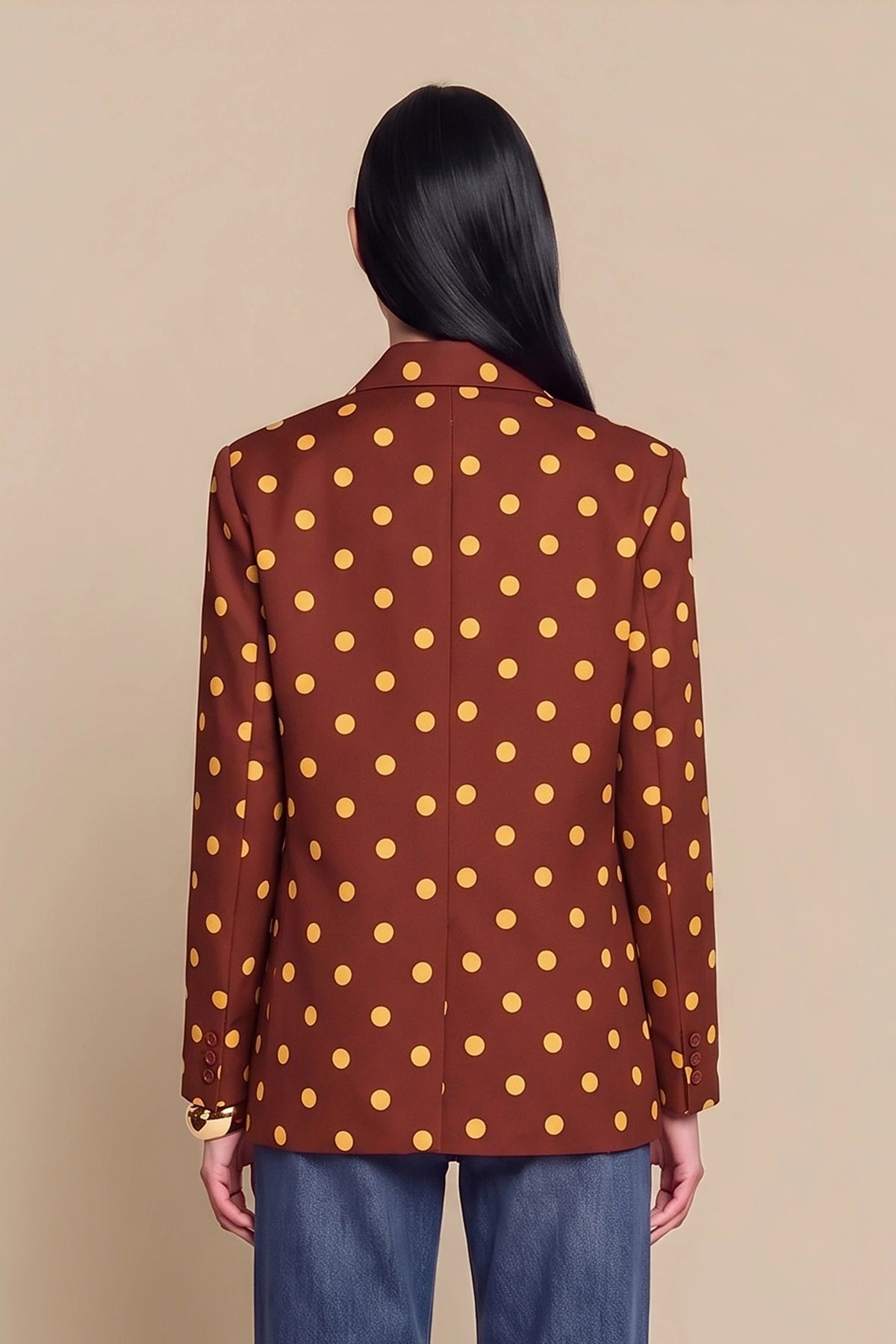 Womens Brown Professional Polka Dot Blazer | CicyBell
