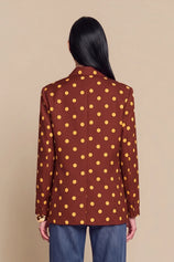 Womens Brown Professional Polka Dot Blazer | CicyBell