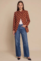 Womens Brown Professional Polka Dot Blazer | CicyBell