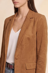 Womens Brown Faux Suede Blazers| CicyBell