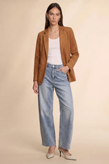Womens Brown Faux Suede Blazers| CicyBell