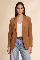 Womens Brown Faux Suede Blazers| CicyBell