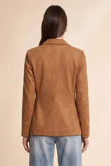 Womens Brown Faux Suede Blazers| CicyBell
