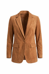 Womens Brown Faux Suede Blazers| CicyBell
