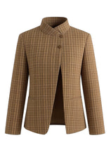 Womens Brown Casual Stand Collar Blazer | CicyBell