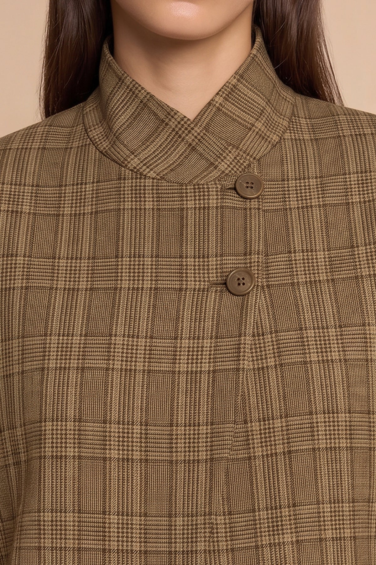 Womens Brown Casual Stand Collar Blazer | CicyBell