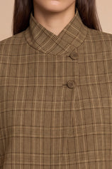 Womens Brown Casual Stand Collar Blazer | CicyBell