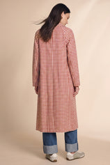 Womens Brown Plaid Trench Long Coat | CicyBell