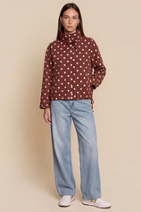 Womens Brown Polka Dot Short Trench Coat | CicyBell