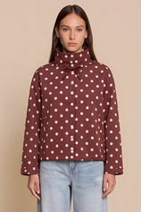Womens Brown Polka Dot Short Trench Coat | CicyBell