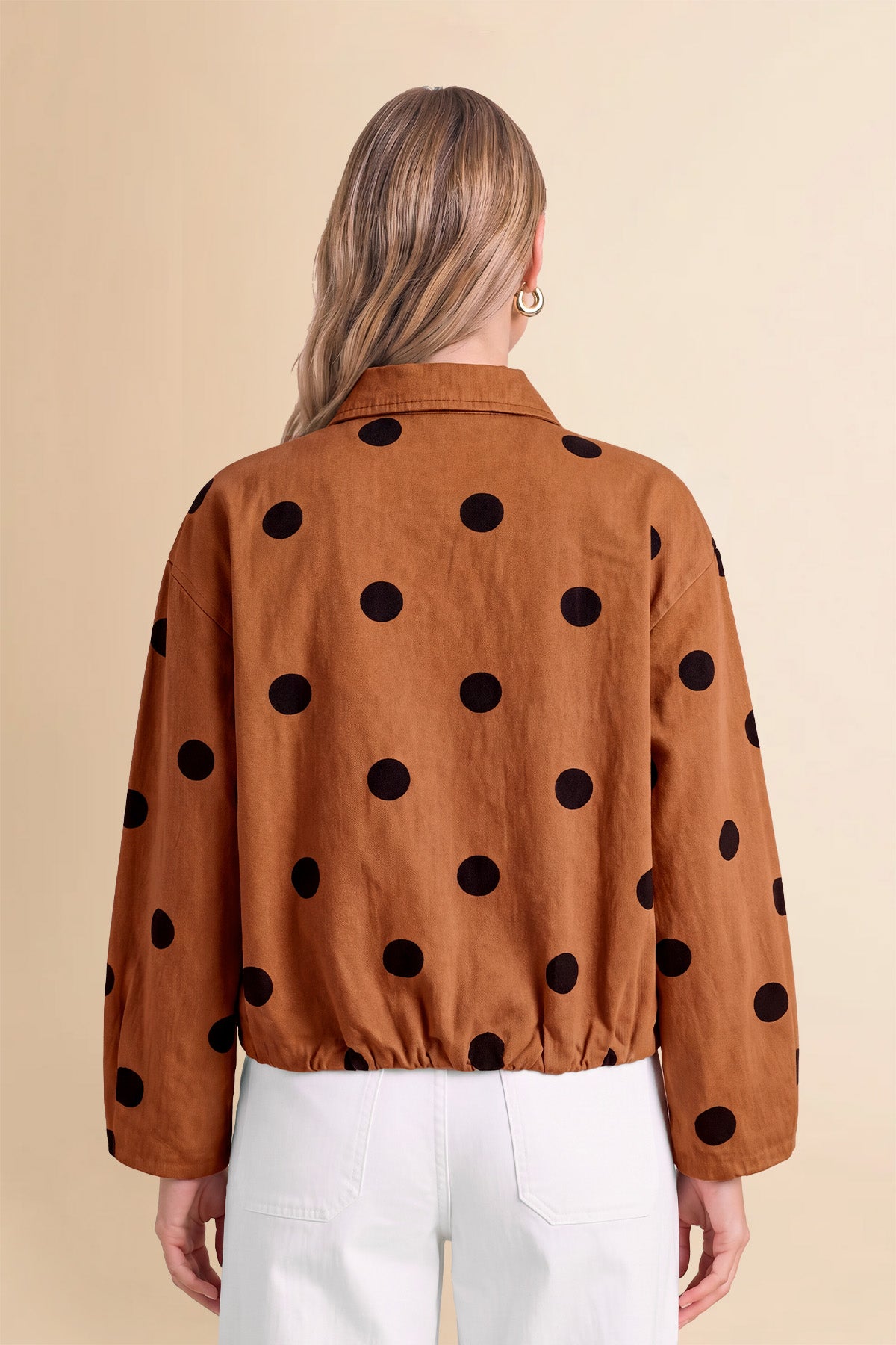 Womens Brown Polka Dot Denim Jacket | CicyBell