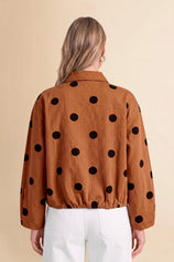 Womens Brown Polka Dot Denim Jacket | CicyBell