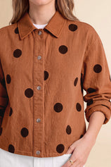 Womens Brown Polka Dot Denim Jacket | CicyBell