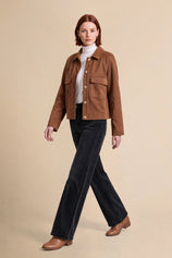Womens Brown Faux Suede Leather Jacket | CicyBell