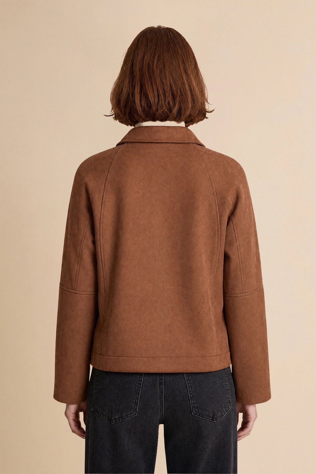 Womens Brown Faux Suede Leather Jacket | CicyBell
