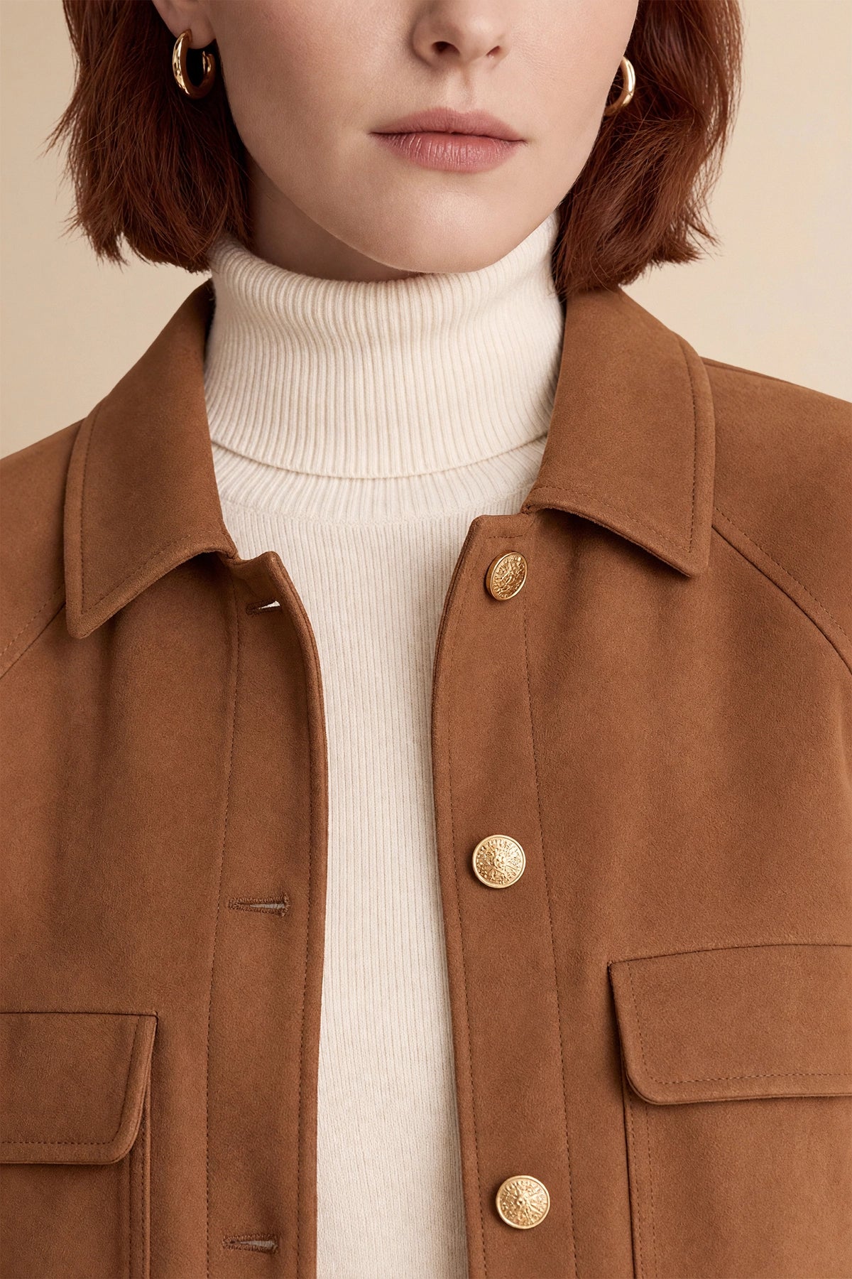 Womens Brown Faux Suede Leather Jacket | CicyBell
