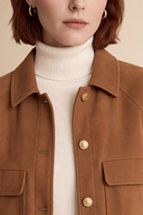 Womens Brown Faux Suede Leather Jacket | CicyBell