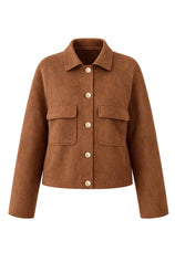 Womens Brown Faux Suede Leather Jacket | CicyBell