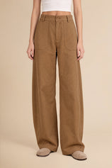 Womens Brown High Waisted Barrel Pants | CicyBell