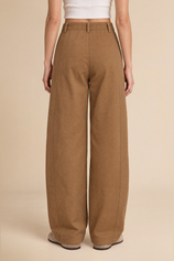 Womens Brown High Waisted Barrel Pants | CicyBell
