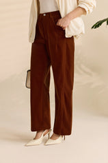Womens Brown High Waisted Wide Leg Trousers | Cicy Bell