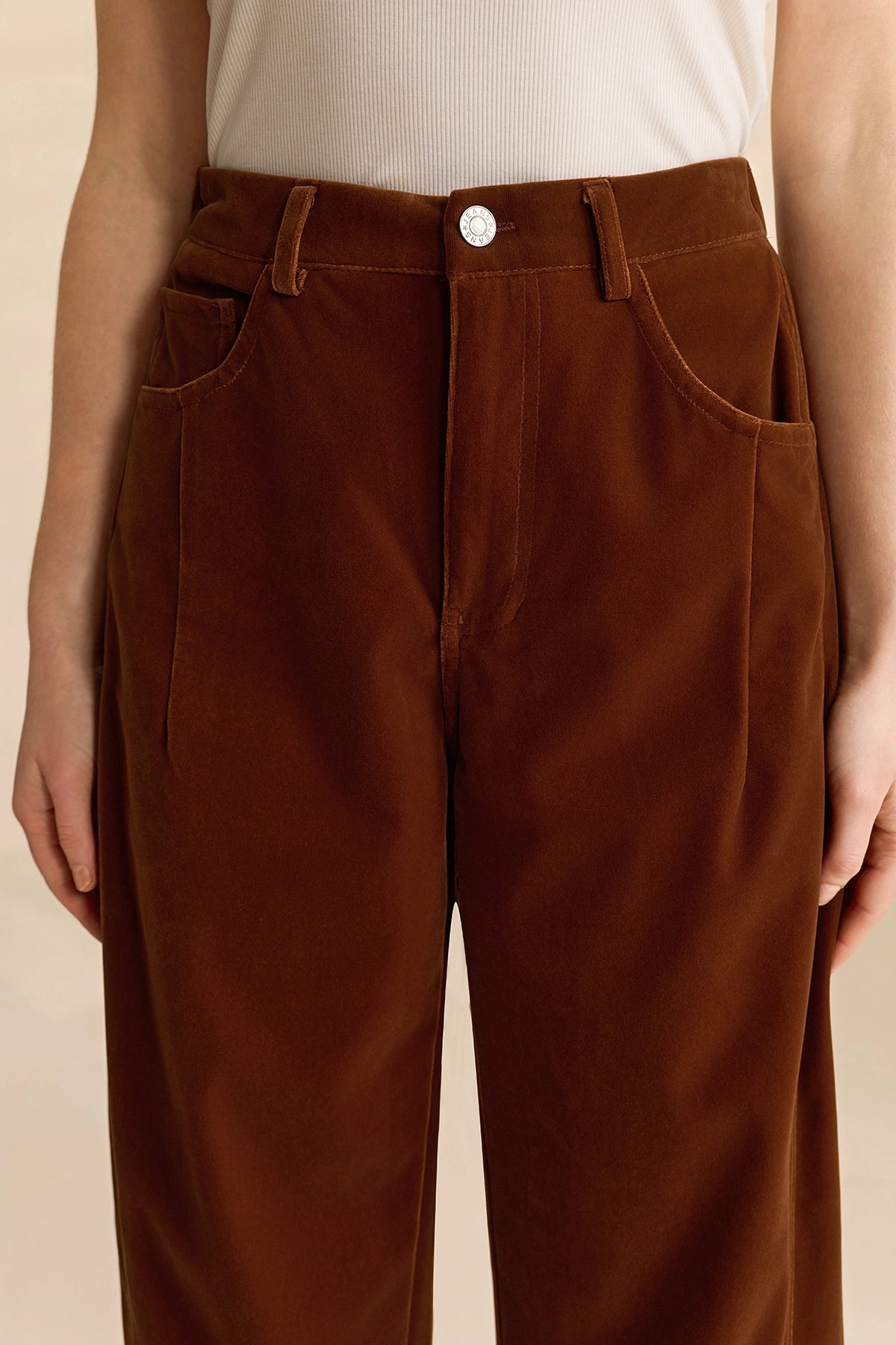 Womens Brown High Waisted Wide Leg Trousers | Cicy Bell