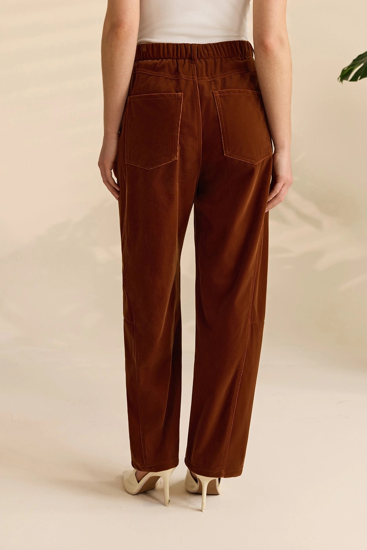 Womens Brown High Waisted Wide Leg Trousers | Cicy Bell