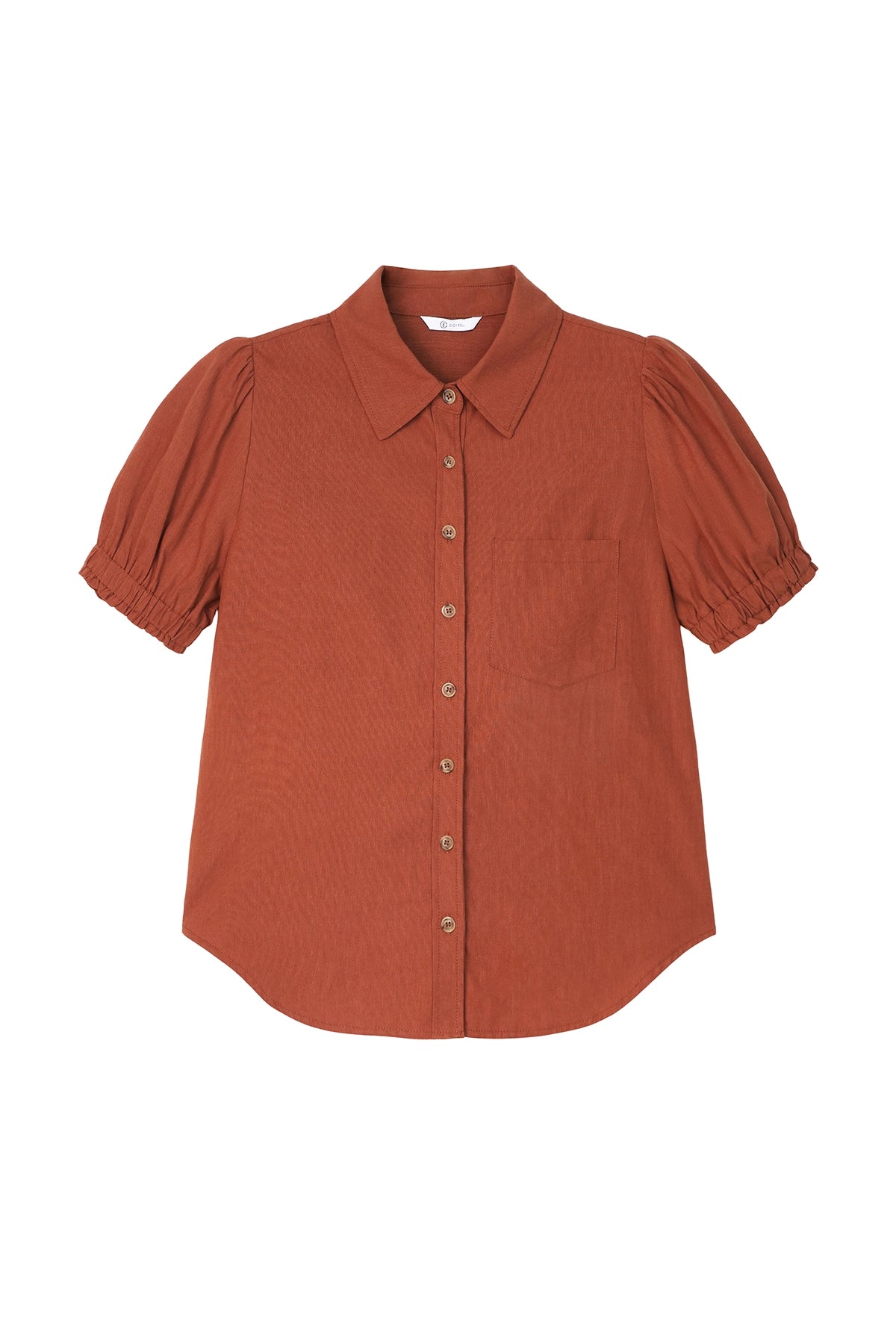 Womens Brown Puff Short Sleeve Shirts | CicyBell