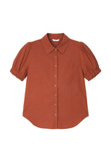 Womens Brown Puff Short Sleeve Shirts | CicyBell