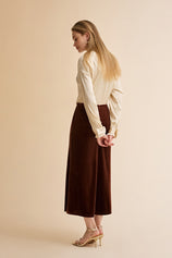 Womens Brown Velvet Maxi Skirt | CicyBell