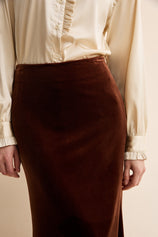Womens Brown Velvet Maxi Skirt | CicyBell